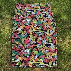 LuLaRoe Multi-Color Feather Print Cassie Skirt